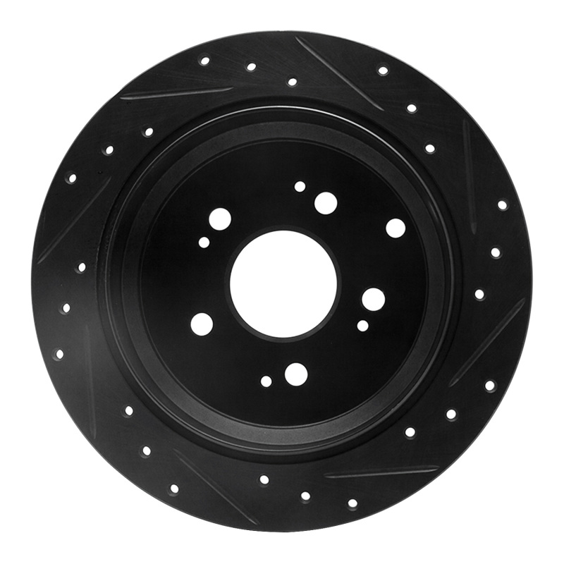 Honda Odyssey Brake Rotor (1) - Rear Left - R1 Concepts - Drilled & Slotted - Black - `05-`10